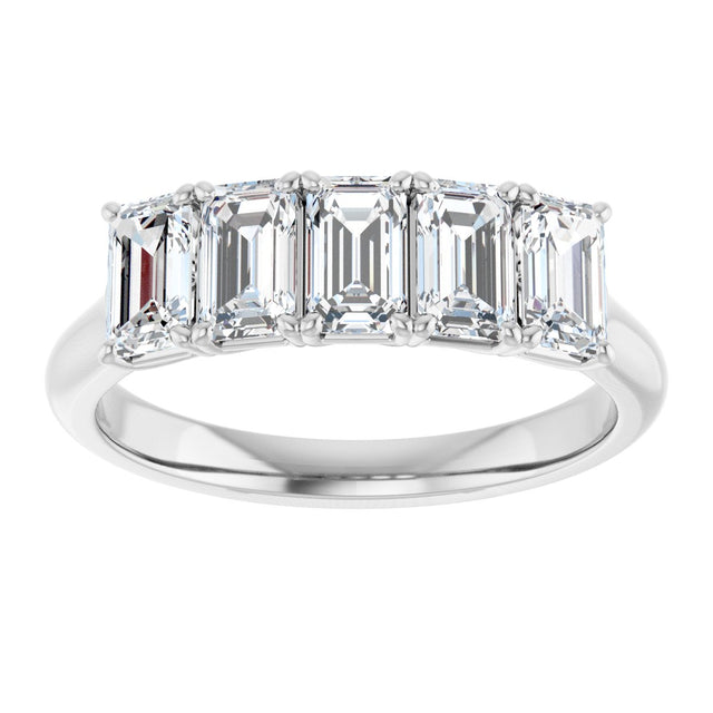 Platinum Emerald Natural Diamond Five-Stone Anniversary Band – 1 7/8–5 CTW - view 3