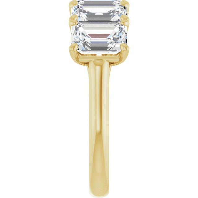 10K Gold Emerald Natural Diamond Five-Stone Anniversary Band – 1 3/4–5 CTW - Yellow Gold - view 4