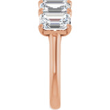 10K Gold Emerald Natural Diamond Five-Stone Anniversary Band – 1 3/4–5 CTW - Rose Gold - view 4