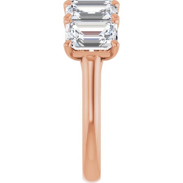 10K Gold Emerald Lab-Grown Diamond Five-Stone Anniversary Band – 1 5/8–5 CTW - Rose Gold - view 4