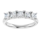 10K Gold Square Natural Diamond Five-Stone Anniversary Band – 1/2–1 1/2 CTW - White Gold - view 3