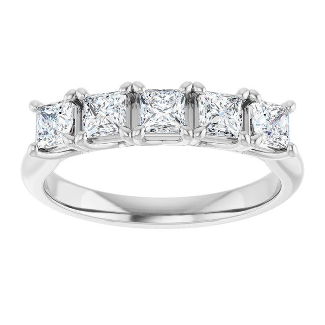10K Gold Square Natural Diamond Five-Stone Anniversary Band – 1/2–1 1/2 CTW - White Gold - view 3