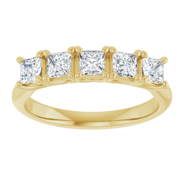10K Gold Square Lab-Grown Diamond Five-Stone Anniversary Band – 1/2–1 9/10 CTW - Yellow Gold - view 3