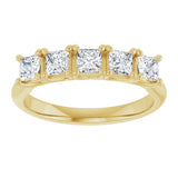 10K Gold Square Natural Diamond Five-Stone Anniversary Band – 1/2–1 1/2 CTW - Yellow Gold - view 3