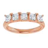 10K Gold Square Lab-Grown Diamond Five-Stone Anniversary Band – 1/2–1 9/10 CTW - Rose Gold - view 3