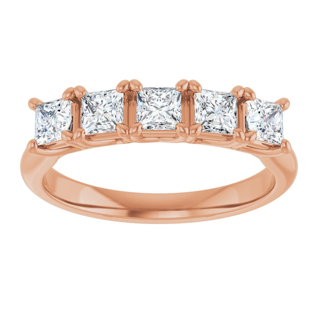 10K Gold Square Lab-Grown Diamond Five-Stone Anniversary Band – 1/2–1 9/10 CTW - Rose Gold - view 3