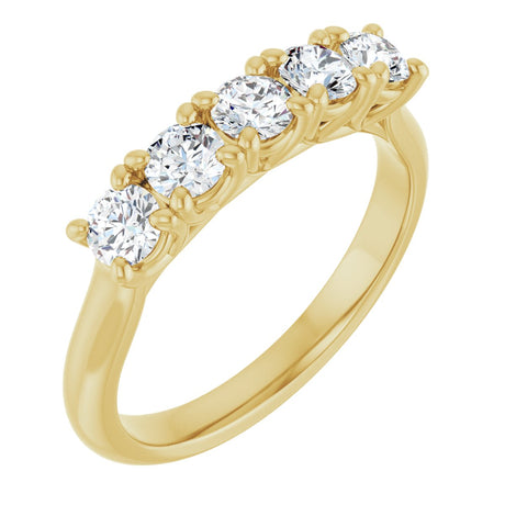 10K Gold Round Lab-Grown Diamond Five-Stone Anniversary Band – 1/6–3/4 CTW - Yellow Gold