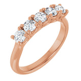 10K Gold Round Lab-Grown Diamond Five-Stone Anniversary Band – 1/6–3/4 CTW - Rose Gold