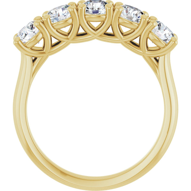 10K Gold Round Natural Diamond Five-Stone Anniversary Band – 1–2 5/8 CTW - Yellow Gold - view 2