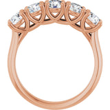 10K Gold Round Natural Diamond Five-Stone Anniversary Band – 1–2 5/8 CTW - Rose Gold - view 2