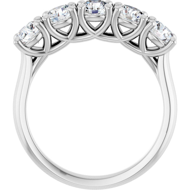 Platinum Round Natural Diamond Five-Stone Anniversary Band – 4.4 mm Stones - view 2
