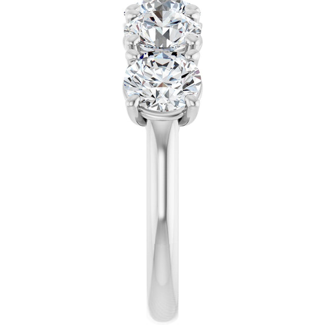 10K Gold Round Natural Diamond Five-Stone Anniversary Band – 3 1/6–4 1/4 CTW - White Gold - view 4