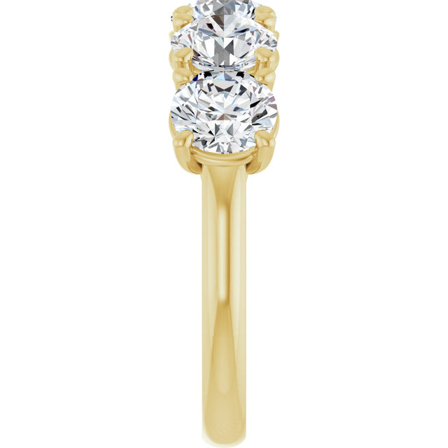 10K Gold Round Natural Diamond Five-Stone Anniversary Band – 3 1/6–4 1/4 CTW - Yellow Gold - view 4