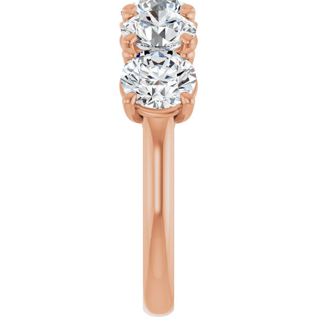 10K Gold Round Lab-Grown Diamond Five-Stone Anniversary Band – 2 5/8–4 CTW - Rose Gold - view 4