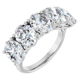 14K Gold Oval Natural Diamond Five-Stone Anniversary Band – 1 1/4–5 CTW - White Gold