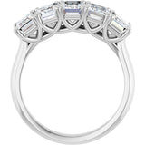10K Gold Emerald Lab-Grown Diamond Five-Stone Anniversary Band – 1 5/8–5 CTW - White Gold - view 2
