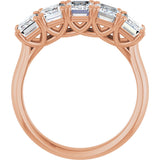 10K Gold Emerald Natural Diamond Five-Stone Anniversary Band – 1 3/4–5 CTW - Rose Gold - view 2
