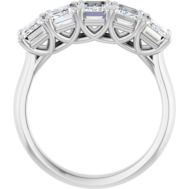 Platinum Emerald Lab-Grown Diamond Five-Stone Anniversary Band – 1 1/2–5 CTW - view 2