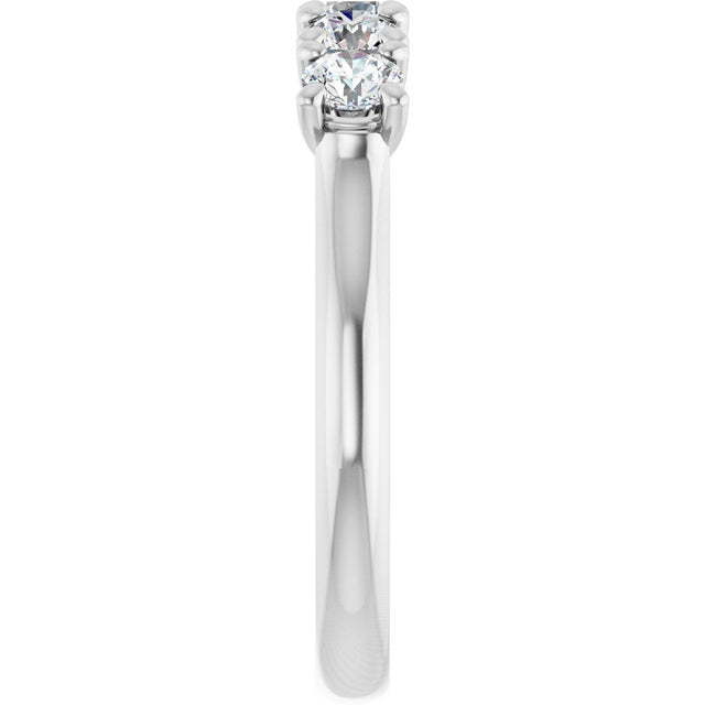 10K Gold Round Natural Diamond Five-Stone Anniversary Band – 1/3–3/4 CTW - White Gold - view 4