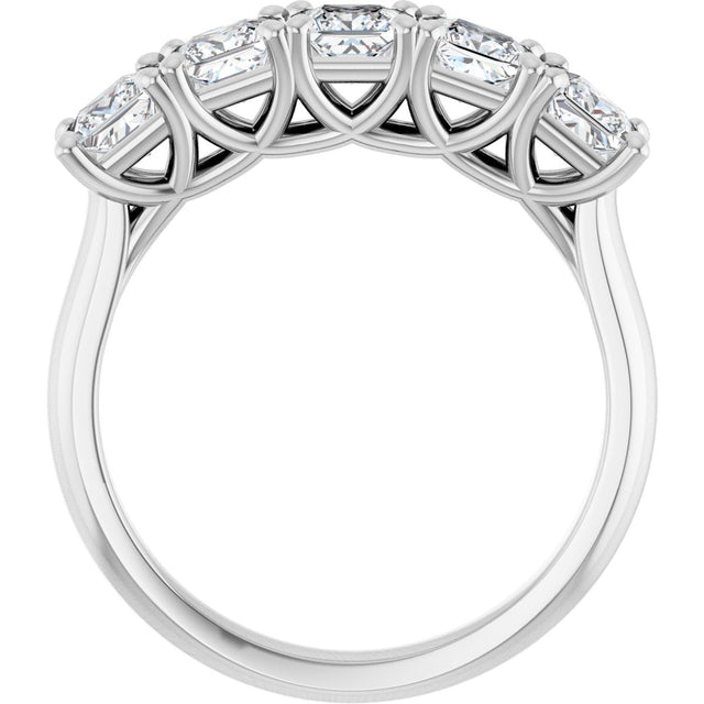 10K Gold Square Lab-Grown Diamond Five-Stone Anniversary Band – 1/2–1 9/10 CTW - White Gold - view 2