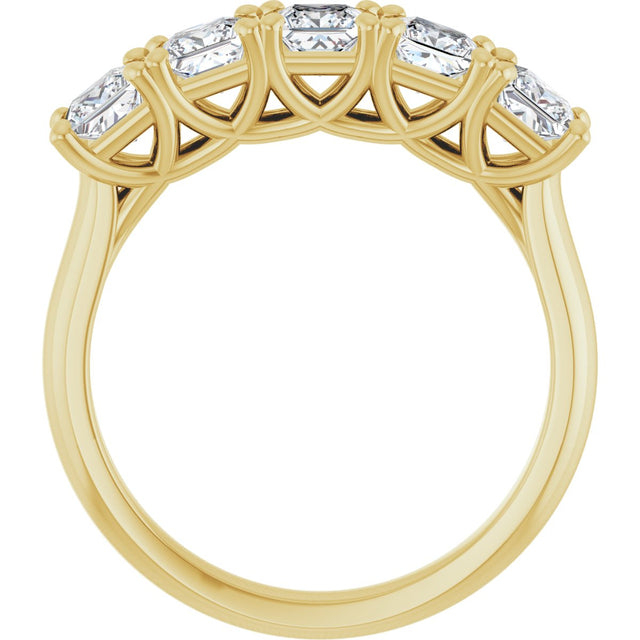 10K Gold Square Natural Diamond Five-Stone Anniversary Band – 1/2–1 1/2 CTW - Yellow Gold - view 2
