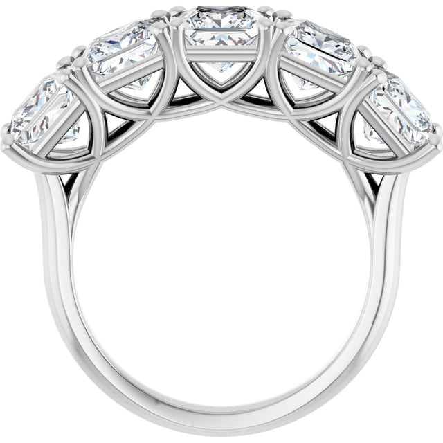 10K Gold Square Lab-Grown Diamond Five-Stone Anniversary Band – 2–7 CTW - White Gold - view 2