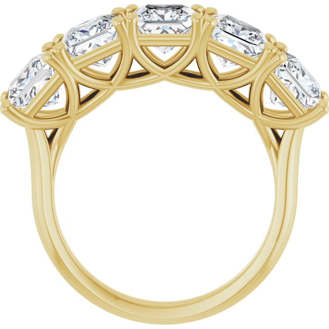 10K Gold Square Lab-Grown Diamond Five-Stone Anniversary Band – 2–7 CTW - Yellow Gold - view 2