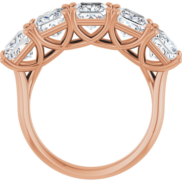 10K Gold Square Lab-Grown Diamond Five-Stone Anniversary Band – 2–7 CTW - Rose Gold - view 2