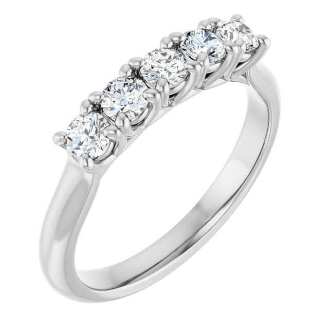 10K Gold Round Lab-Grown Diamond Five-Stone Anniversary Band – 1/6–3/4 CTW - White Gold