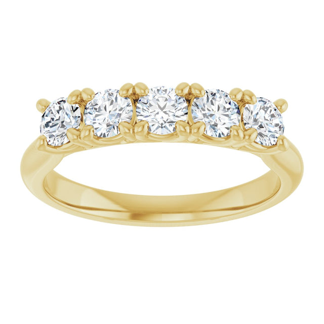 10K Gold Round Lab-Grown Diamond Five-Stone Anniversary Band – 1/6–3/4 CTW - Yellow Gold - view 3