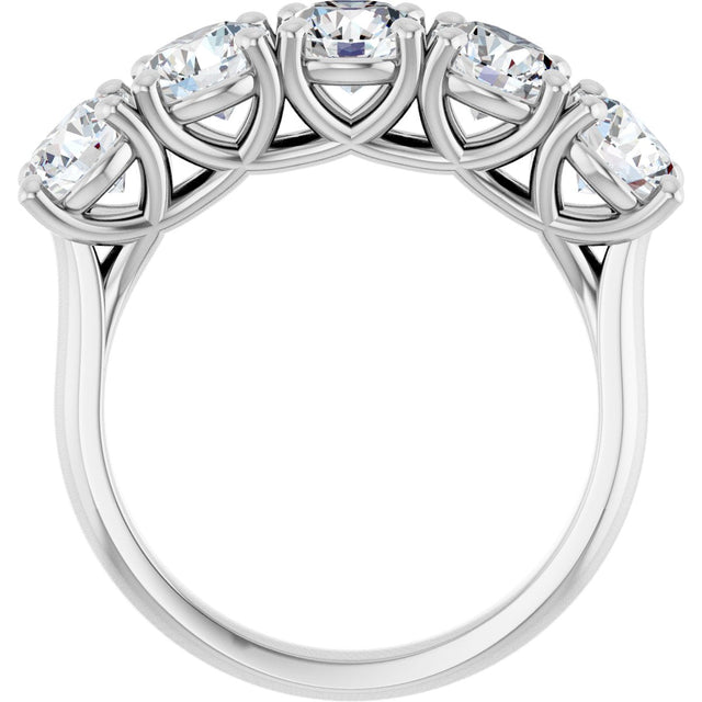 10K Gold Round Lab-Grown Diamond Five-Stone Anniversary Band – 1–2 1/2 CTW - White Gold - view 2