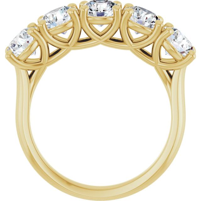 10K Gold Round Natural Diamond Five-Stone Anniversary Band – 1–2 5/8 CTW - Yellow Gold - view 2