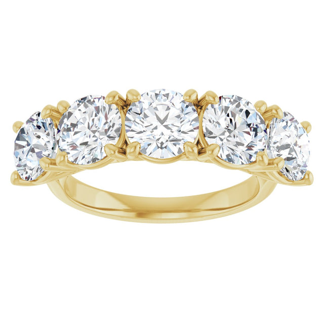 10K Gold Round Lab-Grown Diamond Five-Stone Anniversary Band – 2 5/8–4 CTW - Yellow Gold - view 3