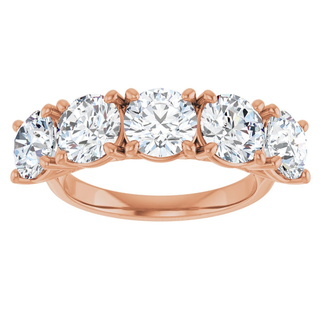 10K Gold Round Lab-Grown Diamond Five-Stone Anniversary Band – 2 5/8–4 CTW - Rose Gold - view 3