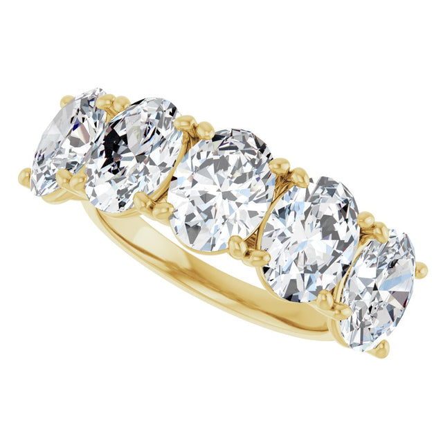 10K Gold Oval Natural Diamond Five-Stone Anniversary Band – 1 3/8–5 CTW - Yellow Gold - view 5