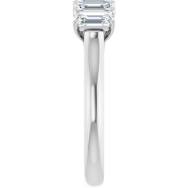 10K Gold Emerald Natural Diamond Five-Stone Anniversary Band – 1 3/4–5 CTW - White Gold - view 4