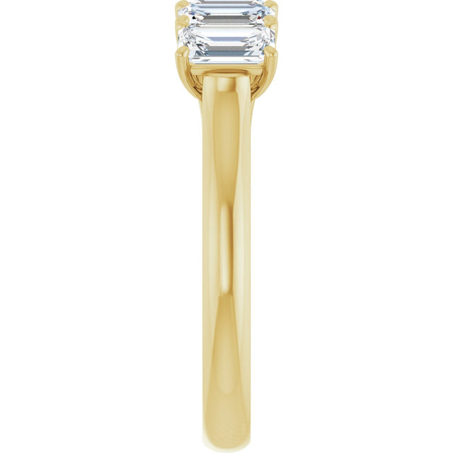 10K Gold Emerald Natural Diamond Five-Stone Anniversary Band – 1 3/4–5 CTW - Yellow Gold - view 4