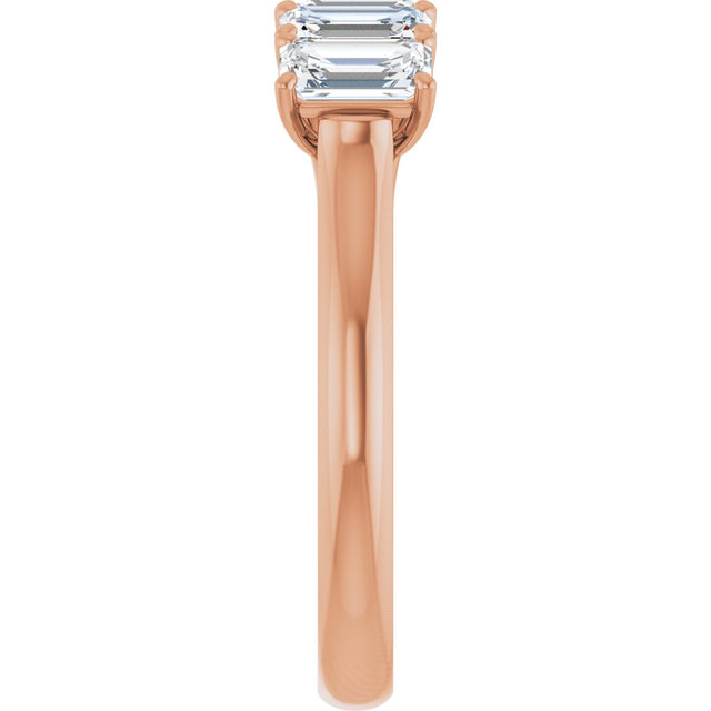 10K Gold Emerald Natural Diamond Five-Stone Anniversary Band – 1 3/4–5 CTW - Rose Gold - view 4