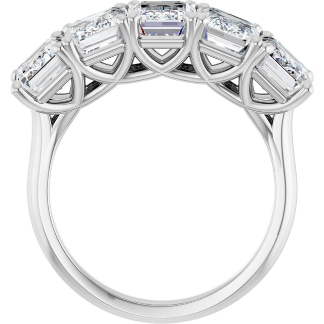 10K Gold Emerald Natural Diamond Five-Stone Anniversary Band – 1 3/4–5 CTW - White Gold - view 2
