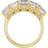 10K Gold Emerald Lab-Grown Diamond Five-Stone Anniversary Band – 1 5/8–5 CTW - Yellow Gold - view 2