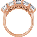 10K Gold Emerald Lab-Grown Diamond Five-Stone Anniversary Band – 1 5/8–5 CTW - Rose Gold - view 2