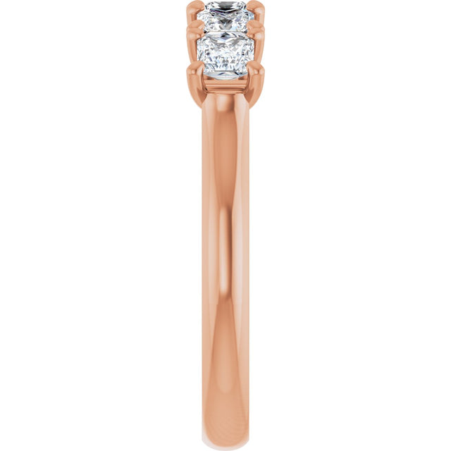 10K Gold Square Lab-Grown Diamond Five-Stone Anniversary Band – 1/2–1 9/10 CTW - Rose Gold - view 4