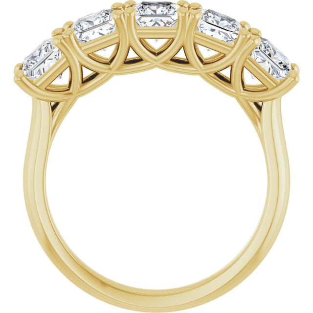 10K Gold Square Lab-Grown Diamond Five-Stone Anniversary Band – 2–7 CTW - Yellow Gold - view 2