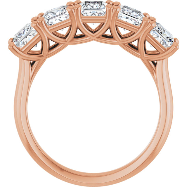10K Gold Square Lab-Grown Diamond Five-Stone Anniversary Band – 2–7 CTW - Rose Gold - view 2