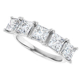 10K Gold Square Lab-Grown Diamond Five-Stone Anniversary Band – 2–7 CTW - White Gold - view 5