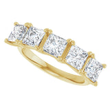 10K Gold Square Lab-Grown Diamond Five-Stone Anniversary Band – 2–7 CTW - Yellow Gold - view 5