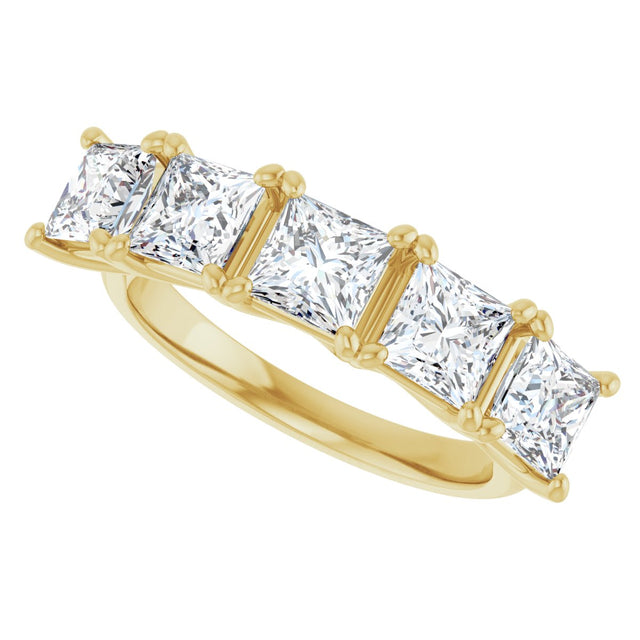 10K Gold Square Lab-Grown Diamond Five-Stone Anniversary Band – 2–7 CTW - Yellow Gold - view 5