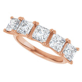 10K Gold Square Natural Diamond Five-Stone Anniversary Band – 1 9/10–5 1/5 CTW - Rose Gold - view 5
