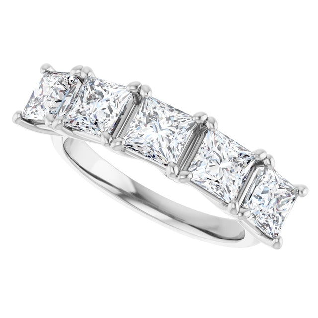 Platinum Square Natural Diamond Five-Stone Anniversary Band – 1/3–5 1/5 CTW - view 5