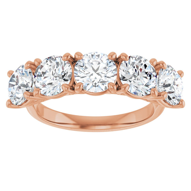 10K Gold Round Lab-Grown Diamond Five-Stone Anniversary Band – 2 5/8–4 CTW - Rose Gold - view 3